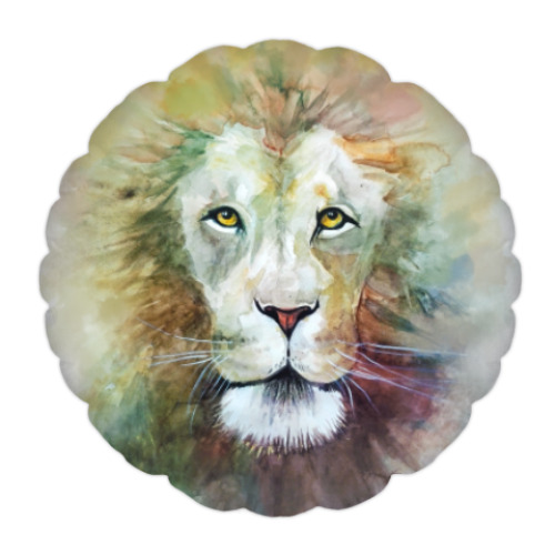 Подушка Лев, акварель