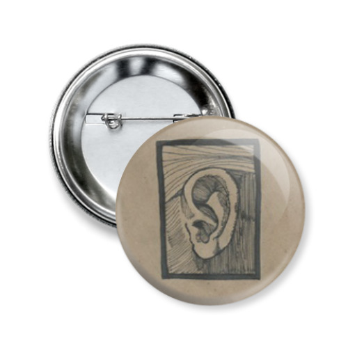 Значок 50мм с принтом Ухо/Ear