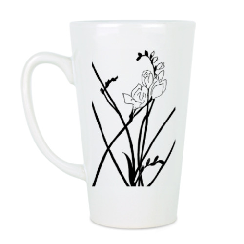 Чашка Латте с принтом Цветок