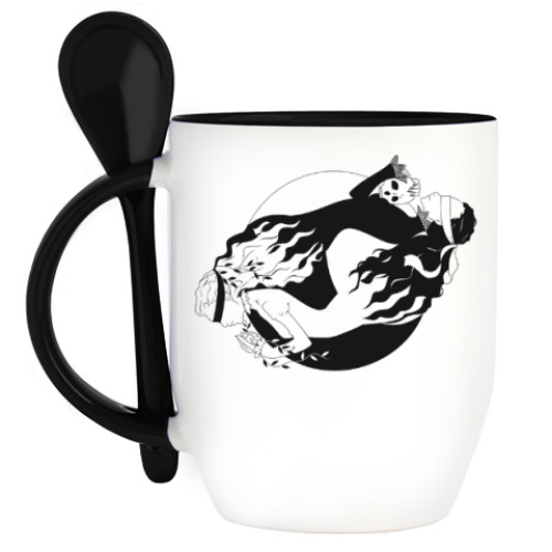 Кружка с ложкой с принтом Инь-Ян