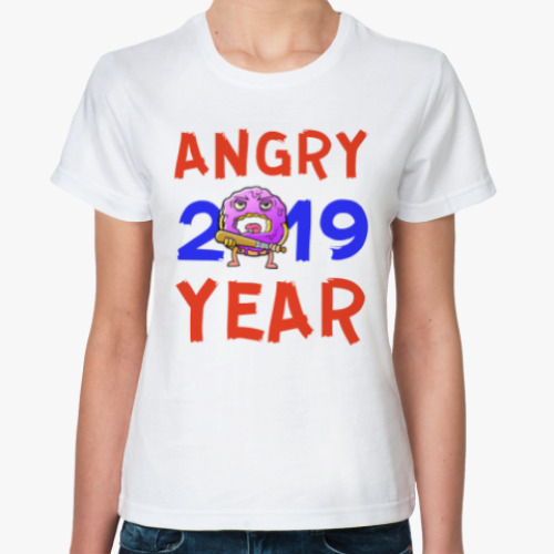 Классическая футболка с принтом ANGRY YEAR 2019