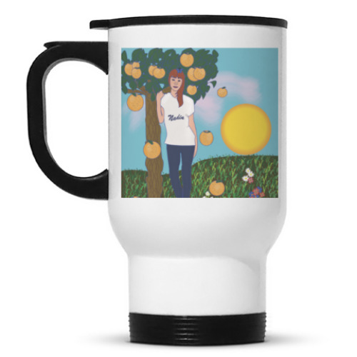 Кружка-термос с принтом рыжий позитив