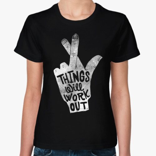 Женская футболка с принтом Fingers Crossed