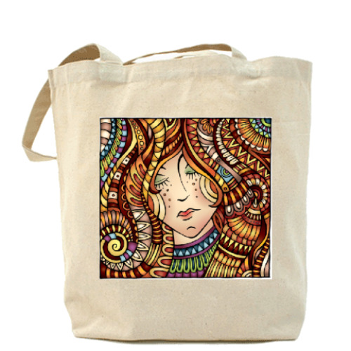 Сумка шоппер с принтом Девушка-весна