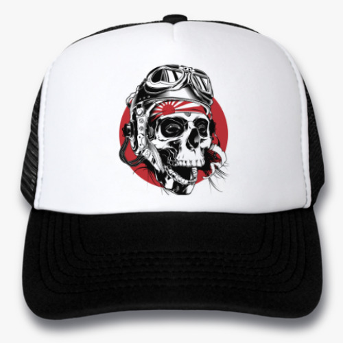 Кепка-тракер с принтом Череп камикадзе в шлеме