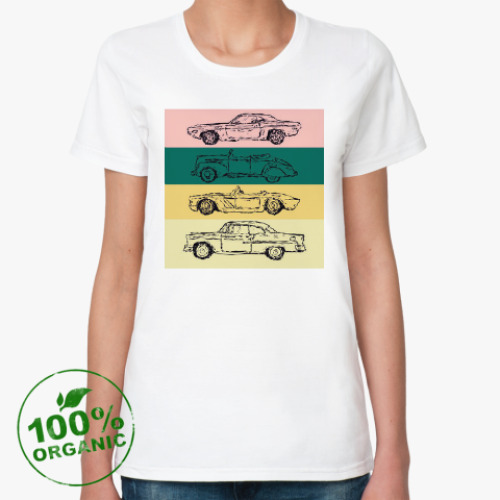 Женская футболка из органик-хлопка с принтом Автомобили