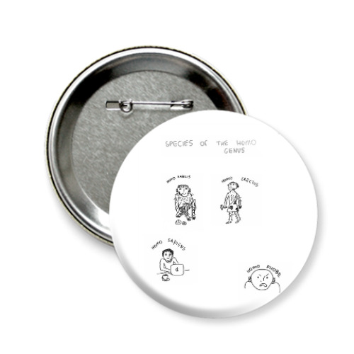 Значок 58мм с принтом виды рода Homo