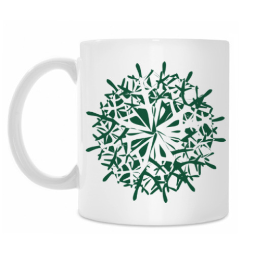 Кружка с принтом елка-снежинка