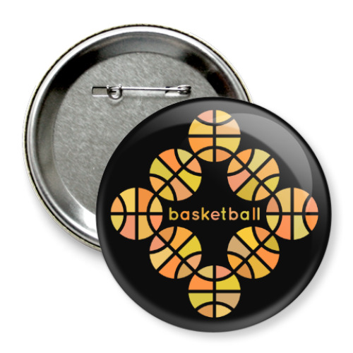 Значок 75мм с принтом Баскетбольные мяч