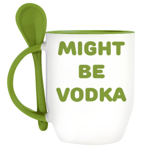 Кружка с ложкой с принтом Might be vodka