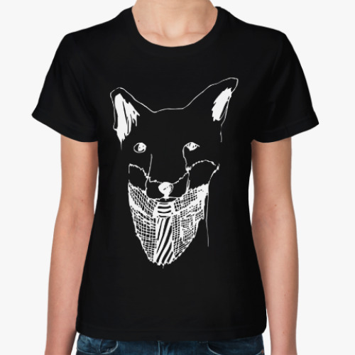 Женская футболка с принтом Лис с галстуком