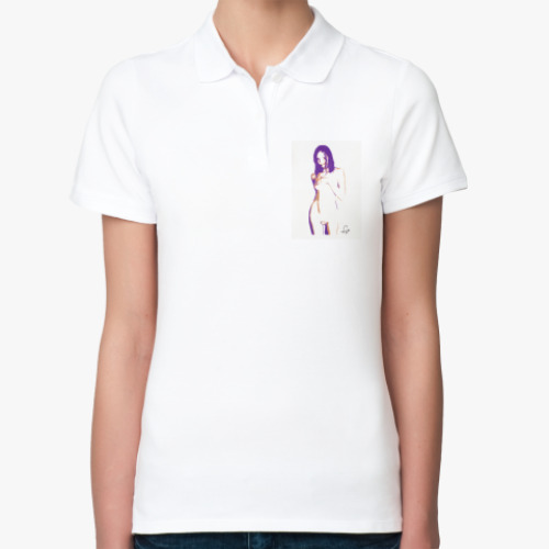 Женская рубашка поло (печать) с принтом Сексуальная девушка