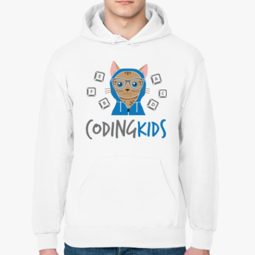 Толстовка худи с принтом Кот Кодер