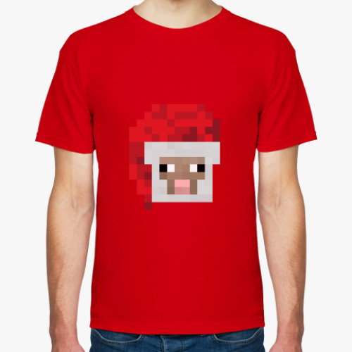 Футболка с принтом Новогодняя овечка из Minecraft