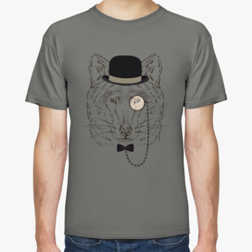 Футболка с принтом Волк Хипстер