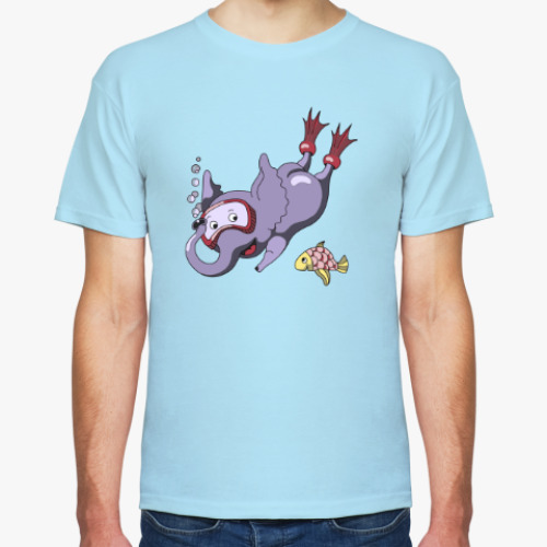Футболка с принтом Ныряющий слон