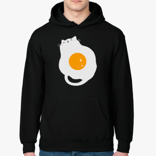 Толстовка худи с принтом Кот-яичница