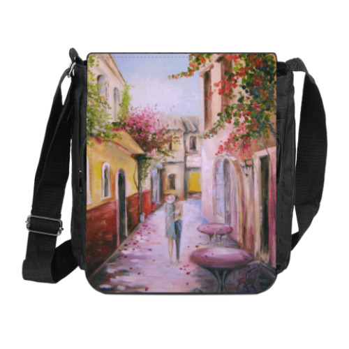 Сумка на плечо (мини-планшет) с принтом На прогулке