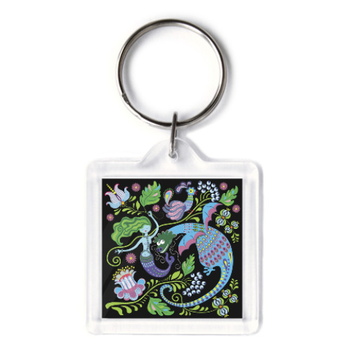 Брелок с принтом Дракон и русалка