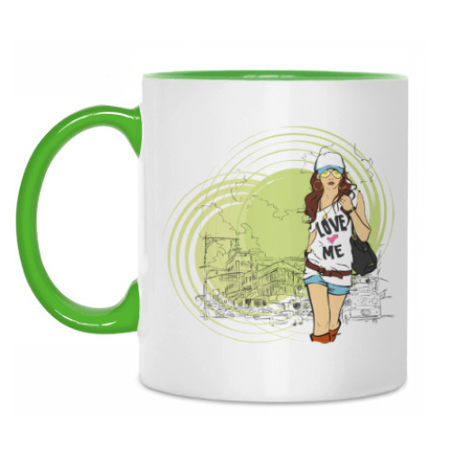 Кружка с принтом  fashion girl