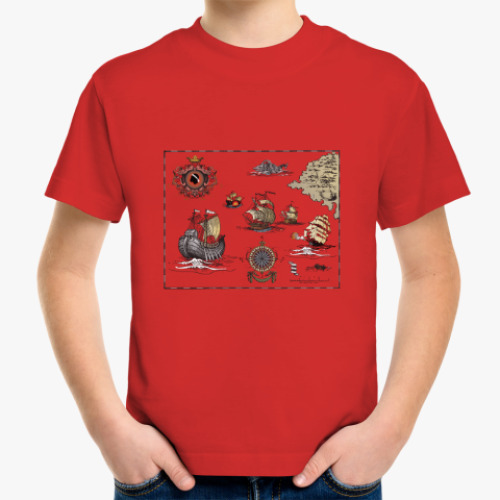 Детская футболка с принтом Пиратская карта