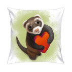 Подушка 35x35 см с цветной обратной стороной Влюбленный хорек