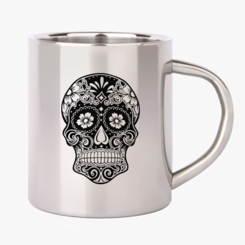 Кружка металлическая с принтом Стильный череп