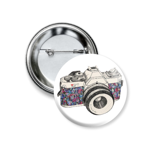 Значок 37мм с принтом Фотоаппарат