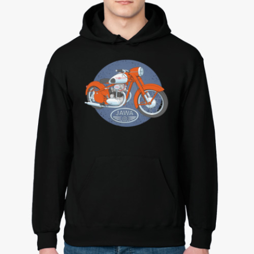 Толстовка худи с принтом Ретро мотоцикл ЯВА 50-е