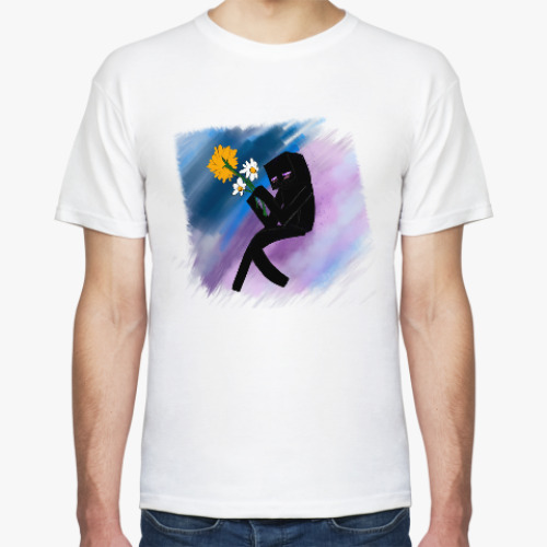 Футболка с принтом Эндермен с цветами