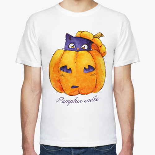 Футболка с принтом Тыква с Котиком