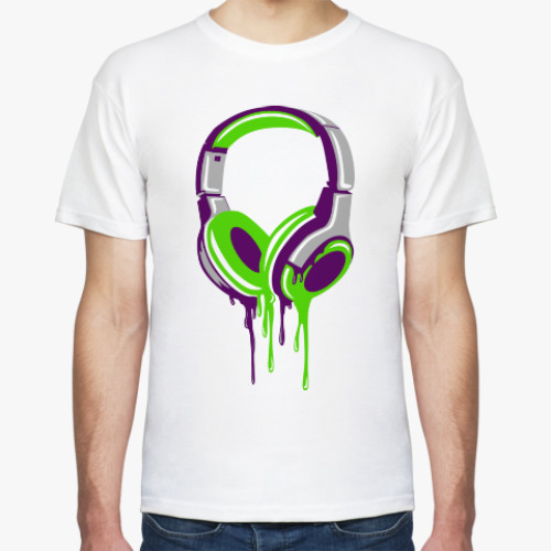 Футболка с принтом наушники  headphones