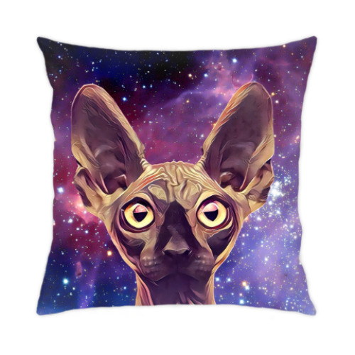 Подушка с принтом Кот в гиперпространстве