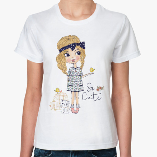 Классическая футболка с принтом So cute