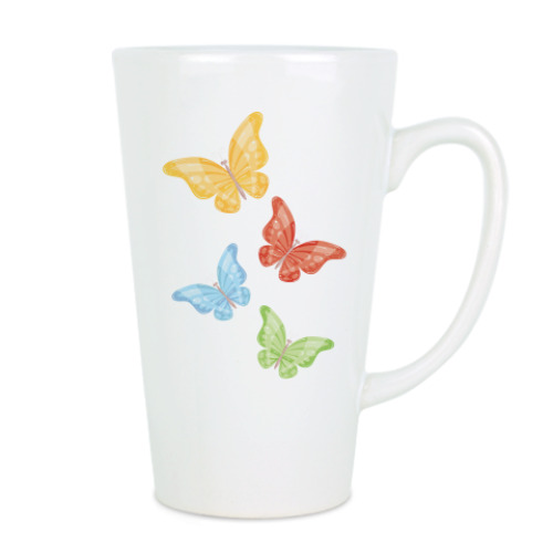 Чашка Латте с принтом Бабочки