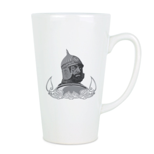 Чашка Латте с принтом витязь, воин, солдат.