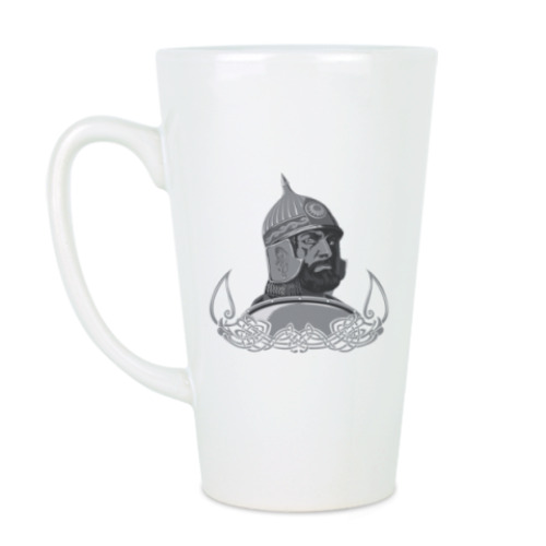 Чашка Латте с принтом витязь, воин, солдат.