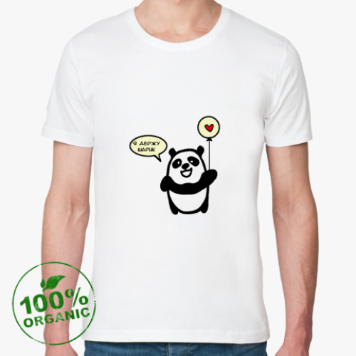 Футболка из органик-хлопка с принтом Панда и шарик