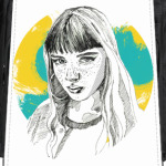 Взгляд с желто-голубыми красками