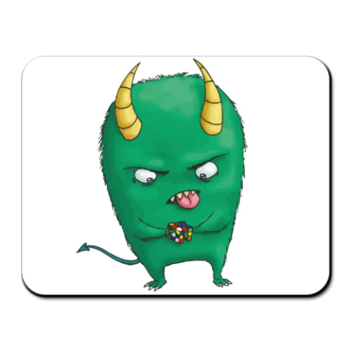 Коврик для мыши с принтом Монстер и кубик Рубика