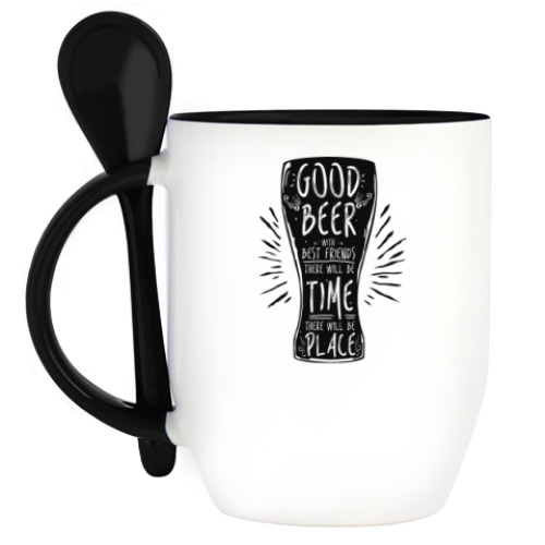 Кружка с ложкой с принтом Весёлая кружка (funny mug)