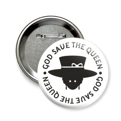 Значок 58мм с принтом  Королева Елизавета II