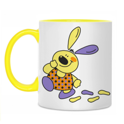 Кружка с принтом Зайчишка-торопыжка