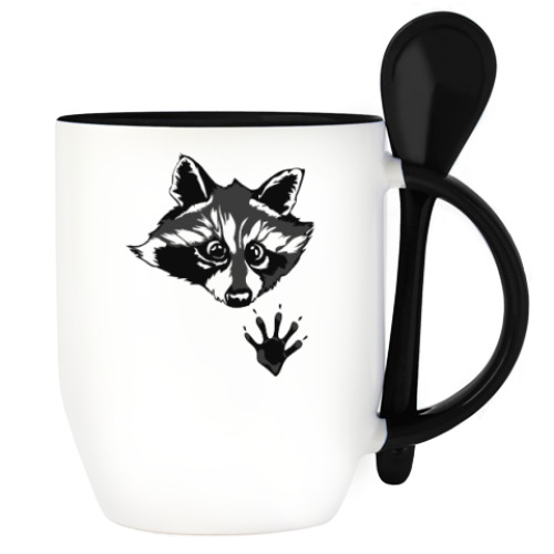 Кружка с ложкой енот