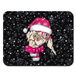 Собака Санта показывает язык