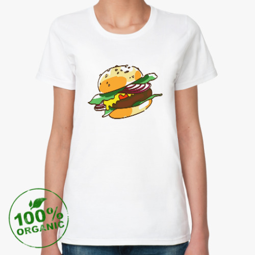 Женская футболка из органик-хлопка с принтом Бургер