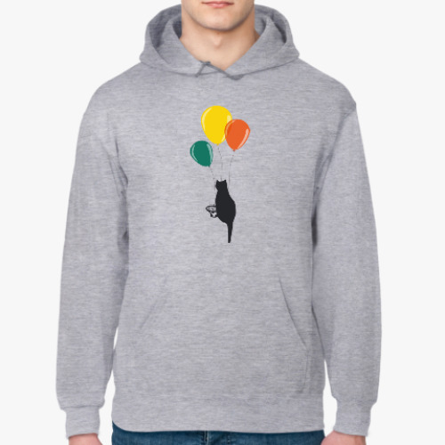 Толстовка худи с принтом Воздушный котик