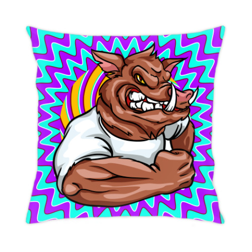 Подушка с принтом Кабан