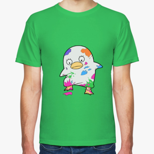 Футболка с принтом птичка в краске