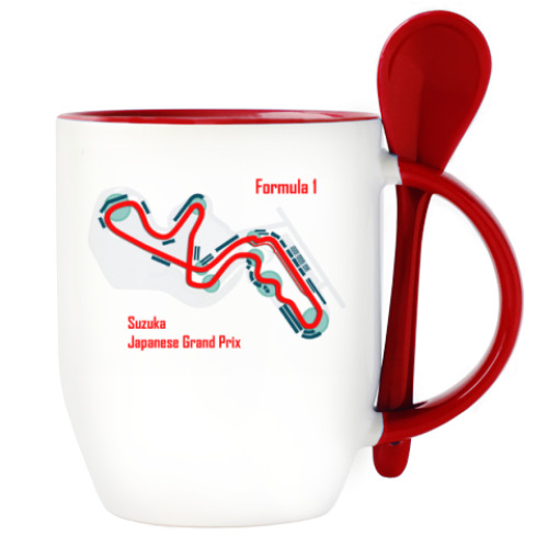 Кружка с ложкой с принтом Формула 1 Сузука